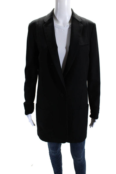 Nells Nelson Womens Black Textured One Button Long Sleeve Jacket Size 42