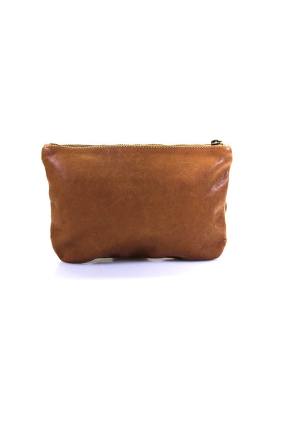 Lady Bird Womens Leather Tassel Accent Top Zip Two Pocket Clutch Handbag Brown