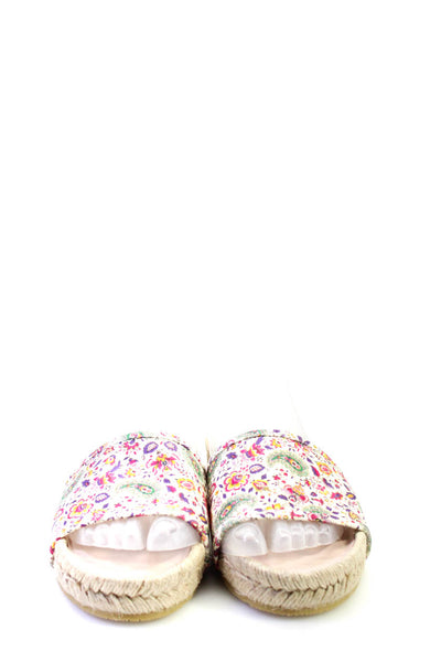 Etro Womens Paisley Print Open Toe Slide On Espadrille Sandals White Size 36 6