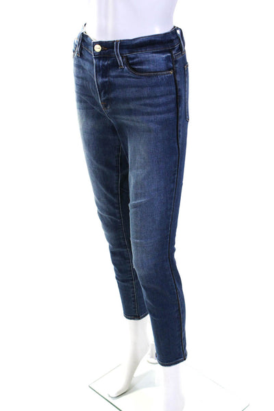 Frame Womens Zipper Fly High Rise Skinny Ankle Jeans Blue Denim Size 29