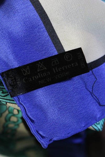 Carolina Herrera Silk Chiffon Belt Graphic Print Straight Edge Scarf Multicolor