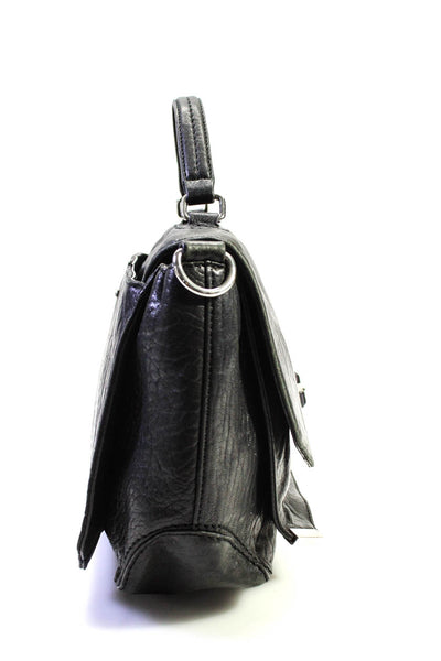Rebecca Minkoff Embossed Leather Adjustable Belt Strap Messenger Handbag Black