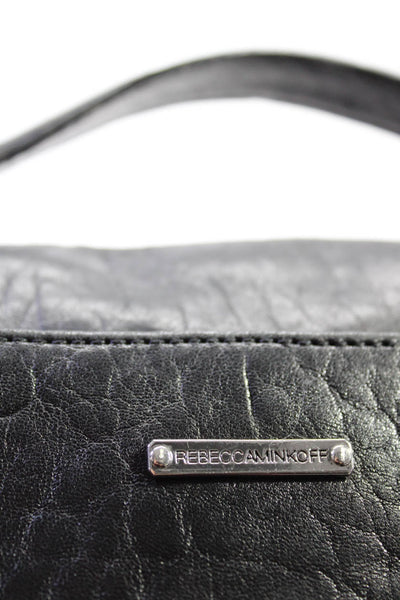 Rebecca Minkoff Embossed Leather Adjustable Belt Strap Messenger Handbag Black