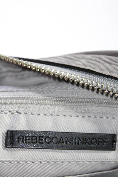 Rebecca Minkoff Suede Chain Link Adjustable Strap Crossbody Handbag Slate Gray