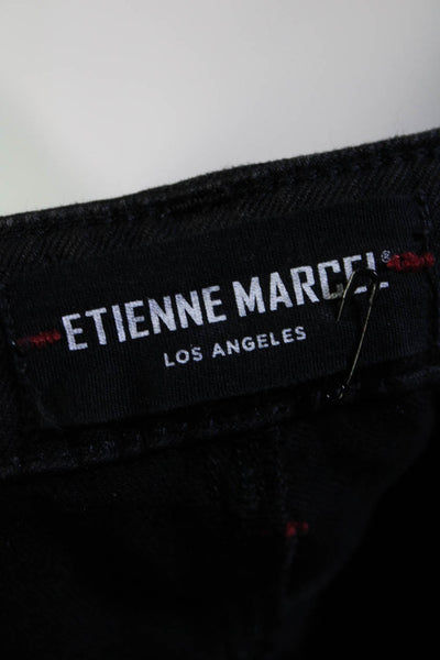 Etienne Marcel Womens Zipper Fly Mid Rise Stae Skinny Jeans Black Denim Size 26