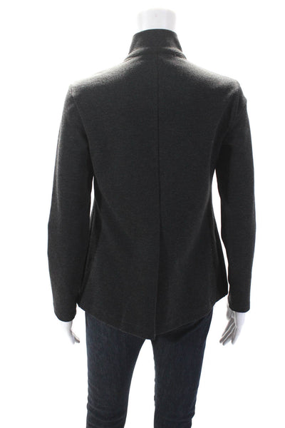 Jenne Maag Womens Tight-Knit Long Sleeve Full Zip Mock Neck Jacket Gray Size XS