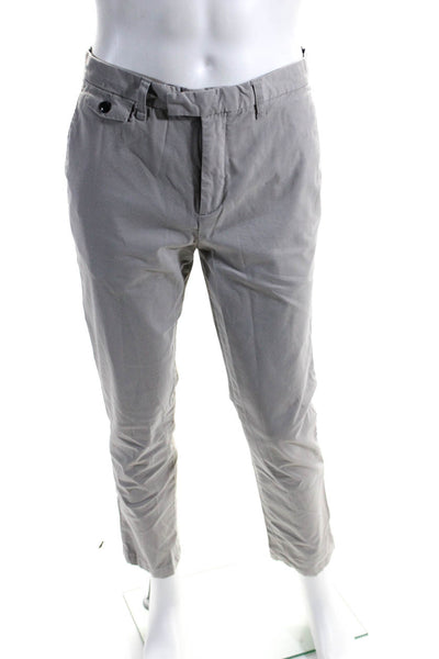 Ted Baker London Mens Cotton Flat Front Straight Leg Khaki Trousers Gray Size 32