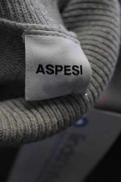 Aspesi Womens Tight Knit Long Sleeved Turtleneck Sweater Light Gray Size 46