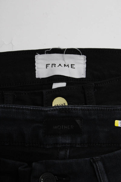 Frame Mother Womens Cotton 5 Pocket Mid-Rise Skinny Jeans Black Size 26 Lot 2