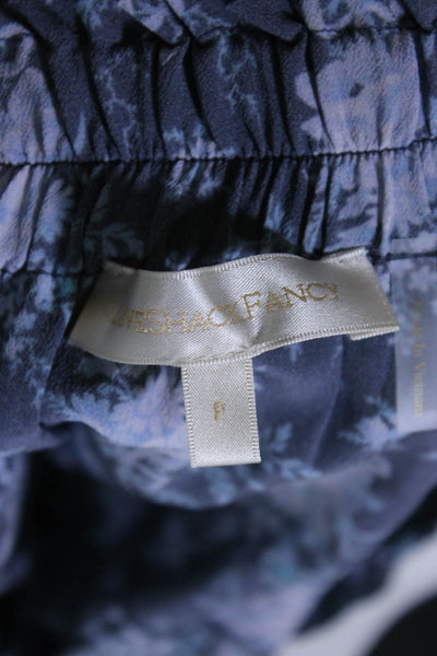 Love Shack Fancy Womens Floral Print Tiered Mini Skirt Blue Size Petite