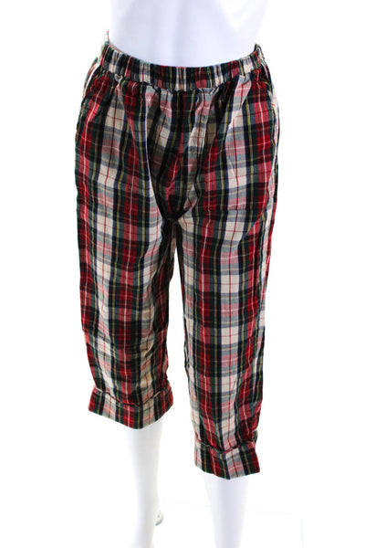 The Great Womens Cotton Plaid Drawstring Sleepwear Pants Red Size 0