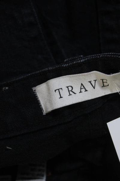 Trave Women's Button Closure Five Pockets Straight Leg Denim Pant Black Size 25