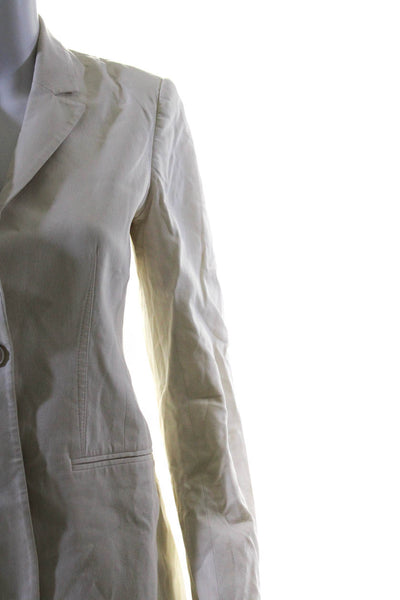 Theory Womens Single Button Notched Lapel Blazer Jacket White Cotton Size 2