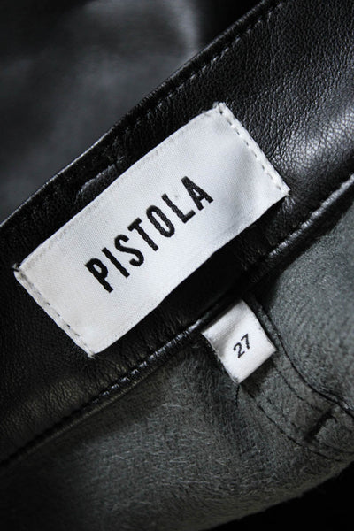 Pistola Womens Faux Leather High Rise Straight Leg Pants Black Size 27