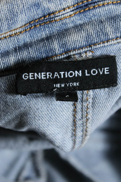 Generation Love  Womens Denim Button Down Admiral Jacket Blue Size Small