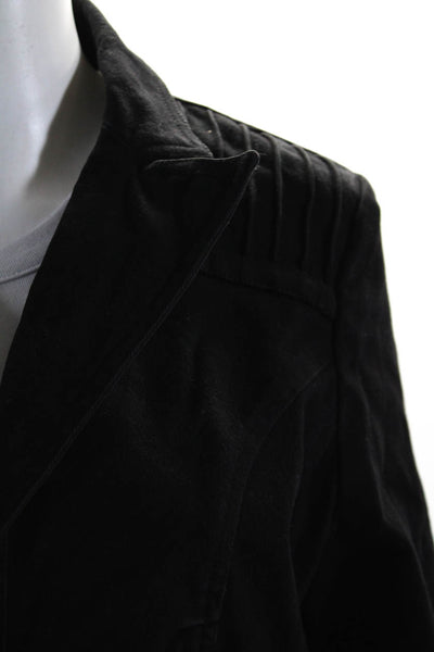 Compo Di Fiori Womens Pleated Bottom Button Down Jacket Black Size Small