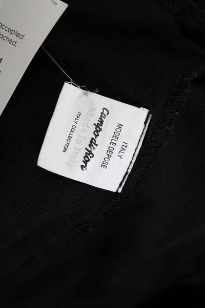 Compo Di Fiori Womens Pleated Bottom Button Down Jacket Black Size Small