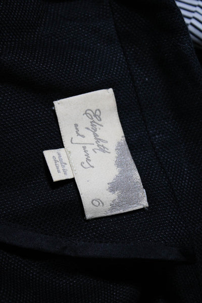 Elizabeth and James Womens Single Button Blazer Jacket Black Cotton Size 6