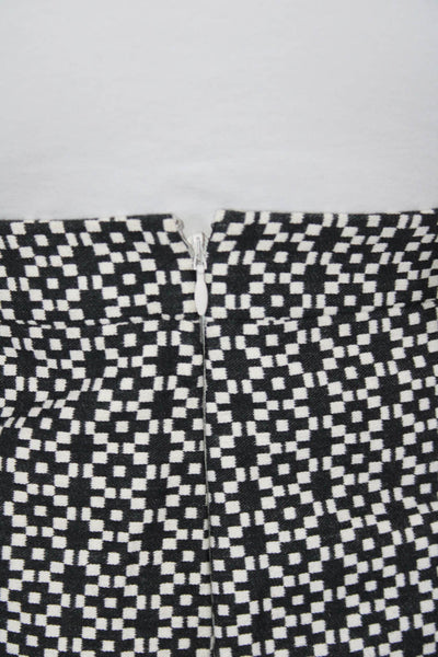 J Crew Womens Geometric Print Split Hem Lined Pencil Skirt Black White Size 0