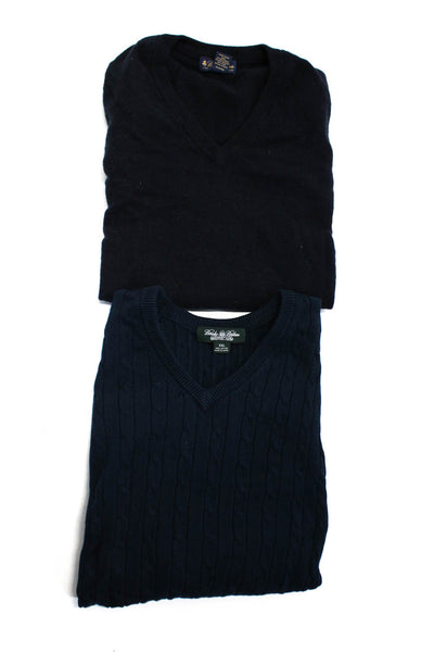 Brooks Brothers Mens Cotton Cable Knit Sweater Vest Blue Size XXL XL Lot 2