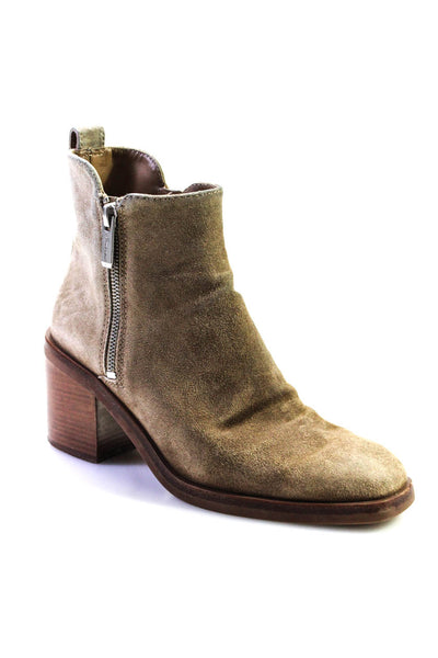 3.1 Phillip Lim Womens Suede Zippered Block Heeled Ankle Boots Brown Size 6.5
