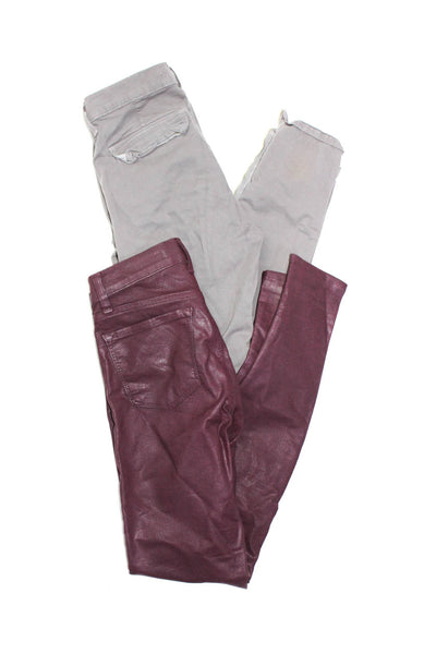 J Brand Womens Cotton Blend Low-Rise Super Skinny Jeans Maroon Size 25 26 Lot 2