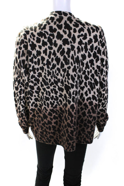27 Miles Womens Cashmere Ombre Animal Print Open Front Cardigan Brow Size S