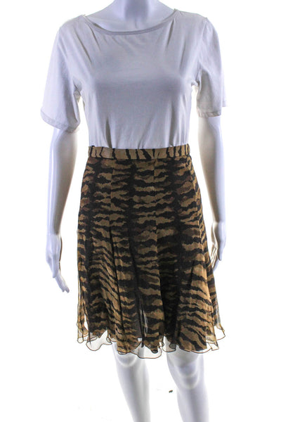 Moschino Womens Brown Silk Printed Knee Length A-Line Skirt Size 6