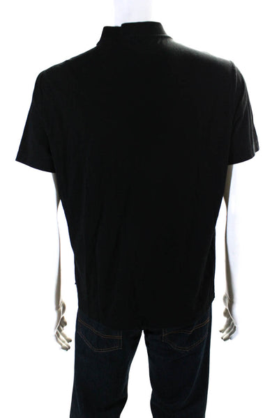 Armani Collezioni Mens Short Sleeve Quarter Zip Casual T shirt Black Size XL