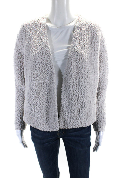 Barefoot Dreams Womens Thick Knit V Neck Open Front Cardigan Light Gray Size M