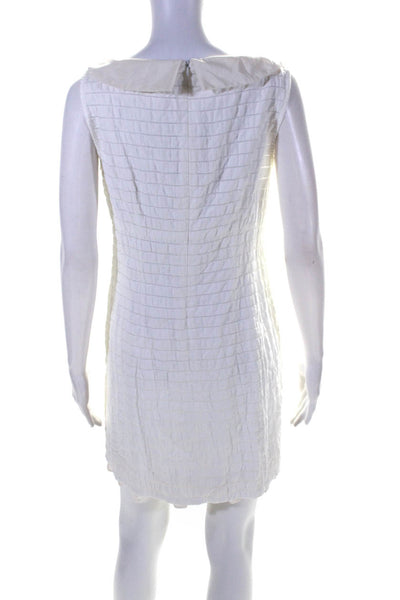 Nanette Lepore Womens White Striped Collar Ruffle Sleeveless Shift Dress Size 6
