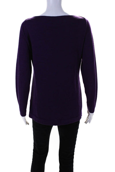 Eileen Fisher Womens Long Sleeve Scoop Neck Sweater Purple Wool Size Small