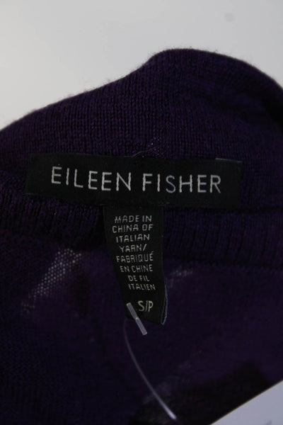 Eileen Fisher Womens Long Sleeve Scoop Neck Sweater Purple Wool Size Small