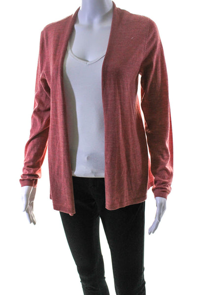 Eileen Fisher Womens Open Front Merino Wool Cardigan Sweater Pink Size Small