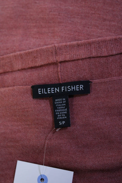 Eileen Fisher Womens Open Front Merino Wool Cardigan Sweater Pink Size Small