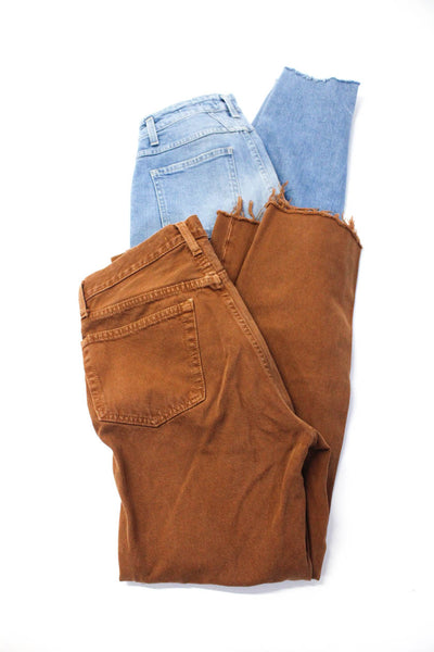 Re/Done Women's Button Closure Straight Leg Denim Pant Brown Blue Size 29 Lot 2