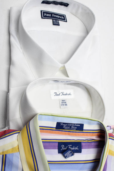 Paul Fredrick Mens Buttoned Shirts White Multicolor Size XL 17.5 18.5-35 Lot 3