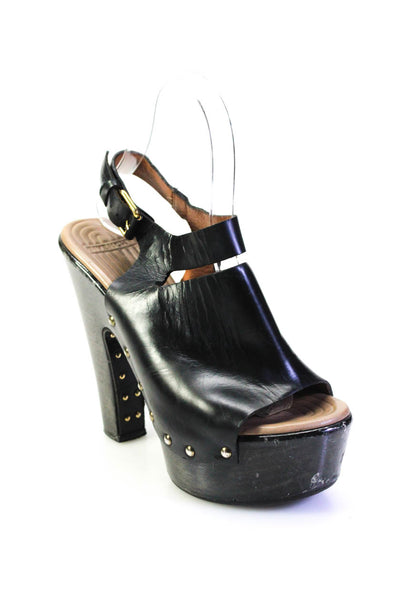 Givenchy Womens Leather Platform Peep Toe Studded Heels Black Size 7