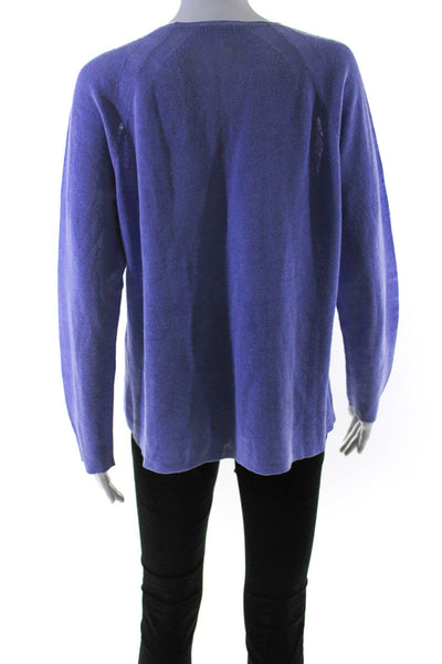 Eileen Fisher Womens Pullover Crew Neck Sweatshirt Purple Linen Size Small