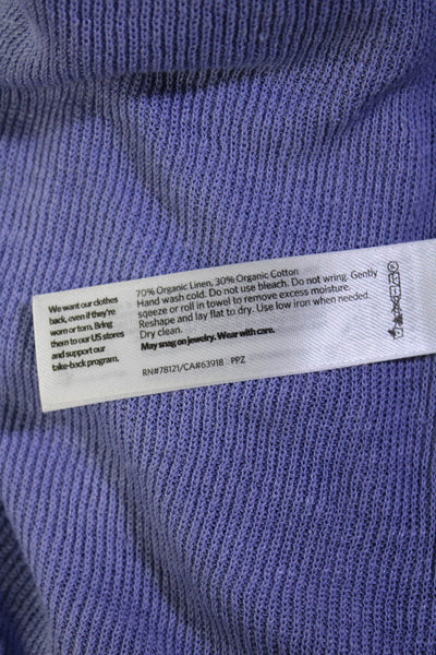 Eileen Fisher Womens Pullover Crew Neck Sweatshirt Purple Linen Size Small