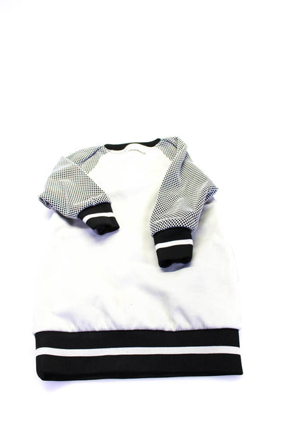 Karl Lagerfeld Kids Childrens Girls Mesh Sleeves Sweater White Black Size 4