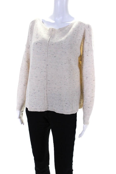 Eileen Fisher Womens Oversized Scoop Neck Speckled Sweater White Size Small