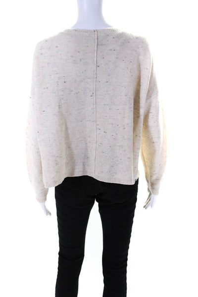 Eileen Fisher Womens Oversized Scoop Neck Speckled Sweater White Size Small