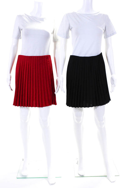J Crew Womens Pleated A Line Mini Skirts Black Red Size Small Lot 2
