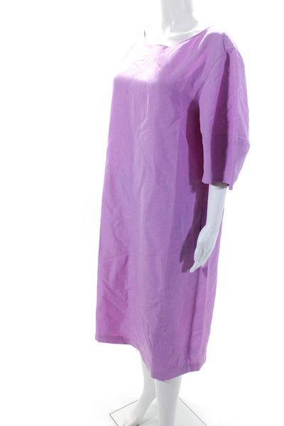 Lafayette 148 New York Women's Short Sleeves A-Line Midi Dress Pink Size L