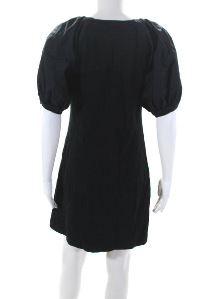 Maeve Anthropologie Womens Short Puff Sleeved V Neck Shirt Dress Black Size XS