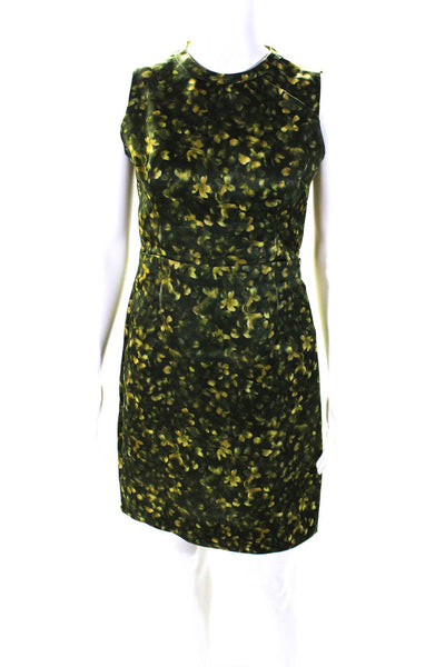 Vera Wang Womens Floral Print Sleeveless Sheath Dress Green Yellow Size 6