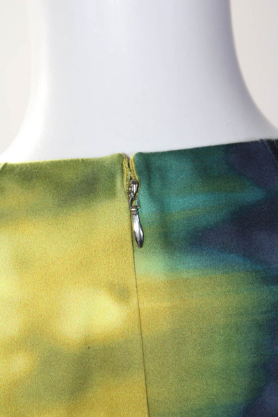 Elie Tahari Womens Abstract Print Sleeveless Midi Dress Multi Colored Size 4