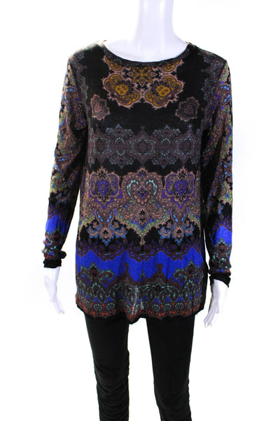 Etro Womens Paisley Print Crew Neck Pullover Sweater Multi Colored Size EUR 42