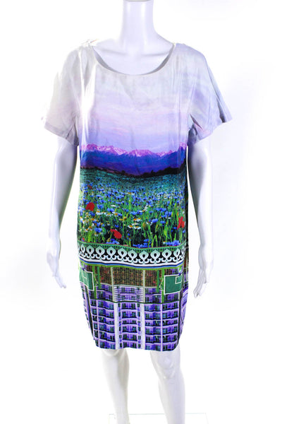 Mary Katrantzou Womens Silk Abstract Print Shirt Dress Multi Colored Size Small